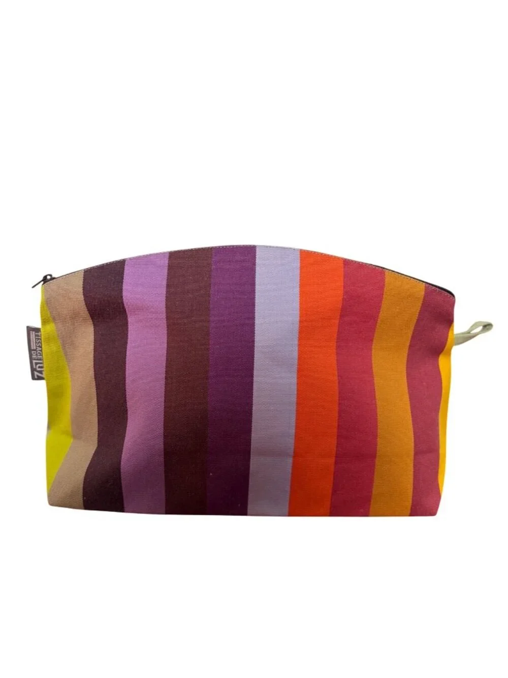 Tissage De Luz Striped Cosmetic Pouch Clutch Multicolor Rainbow Made In France